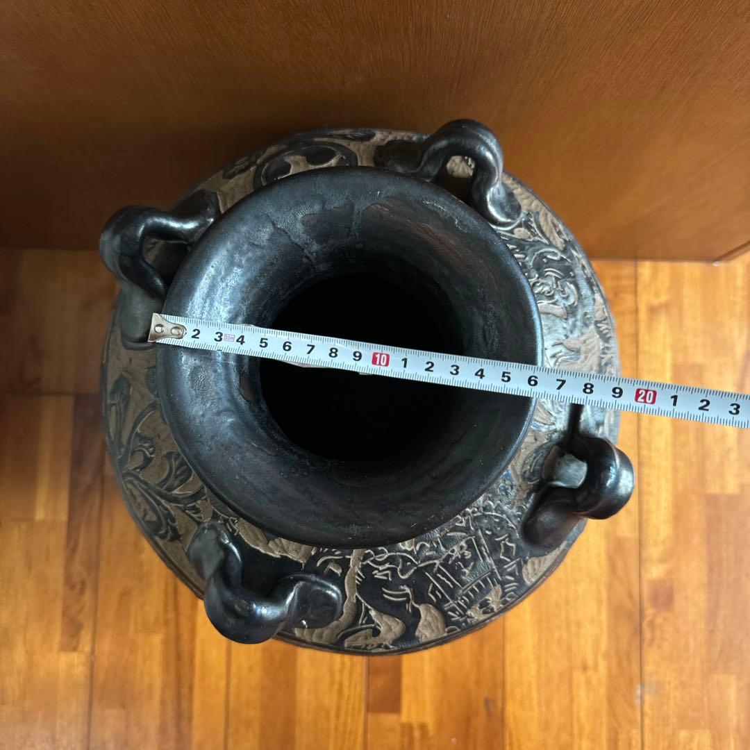 壺屋焼　故【島袋常明】エジプト紋大壺　やちむん