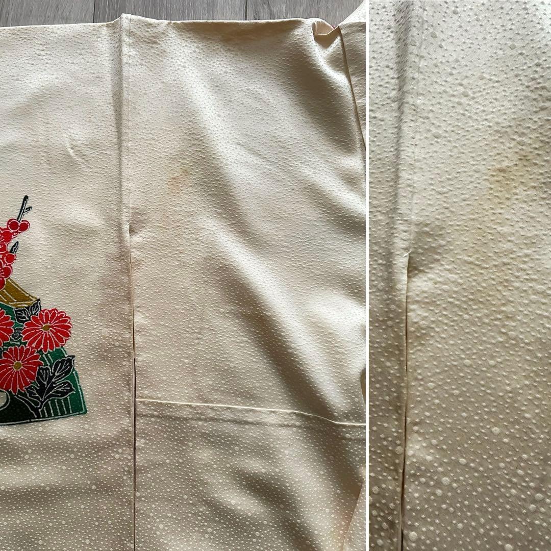 未使用級】鹿の子地紋 振袖 扇面吉祥花文様 暈し八掛 成人式