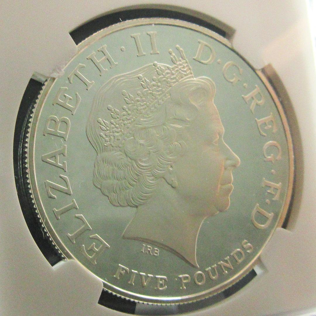 2004 イギリス 英仏協商 エリザベス2世 5ポンド銀貨 NGC コイン