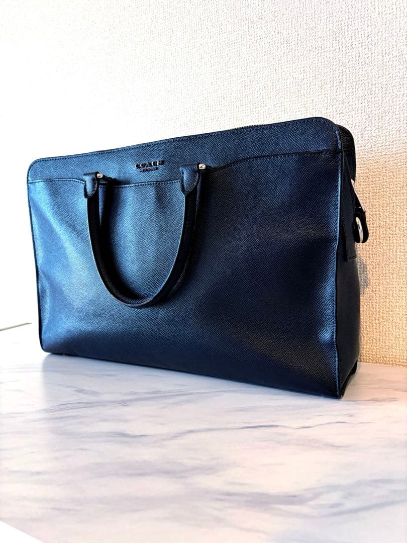 おしゃれ COACH コーチ レザービジネスバッグ ネイビー