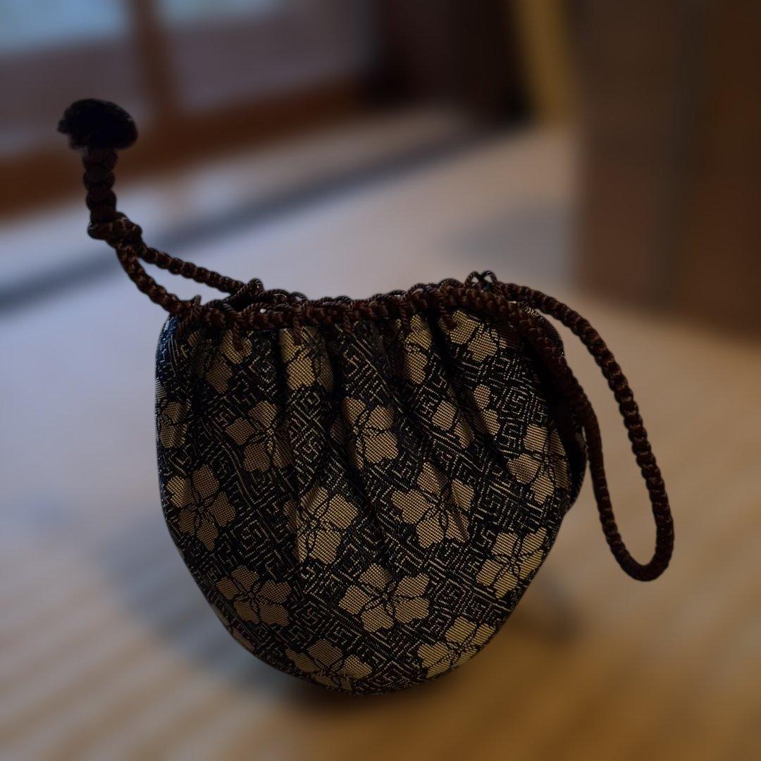 値下げ！茶道具 － 茶入 大名物 唐物 利休丸壺写茶入 仕覆 藤種緞子