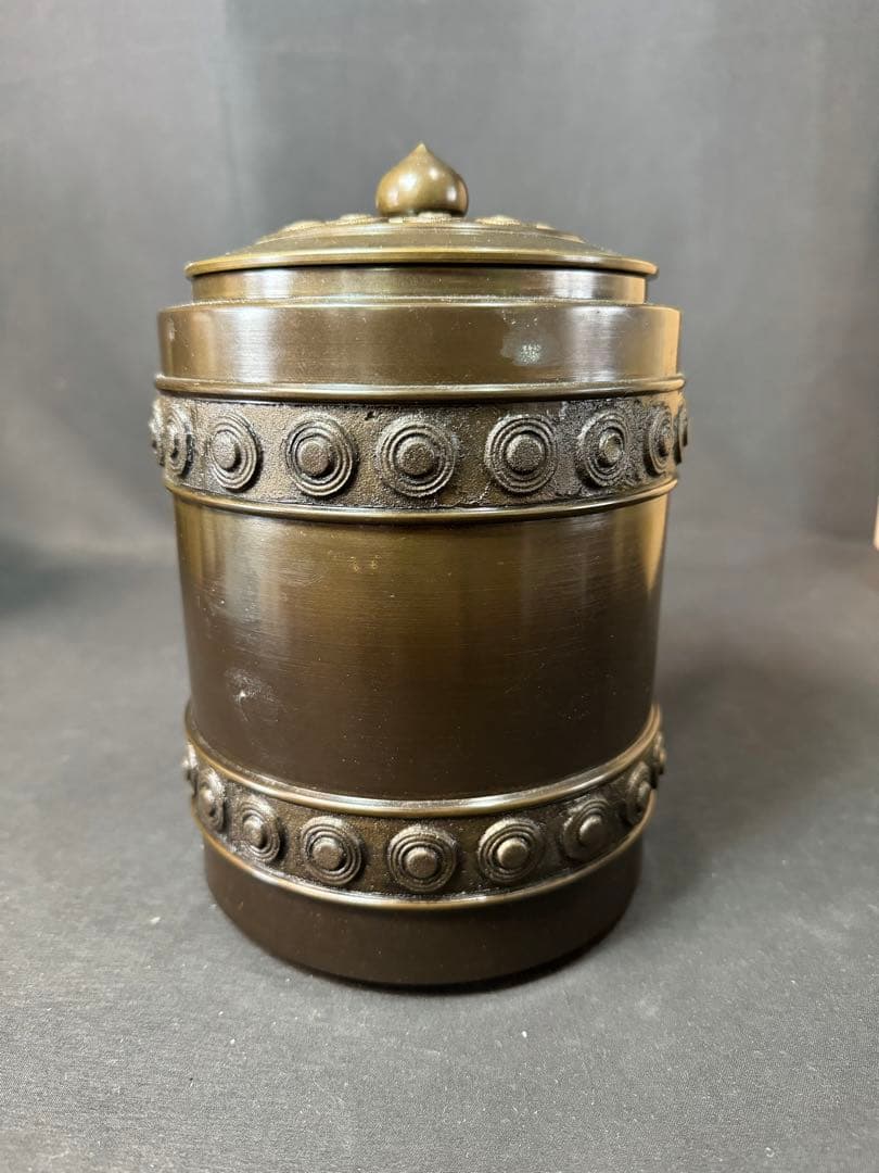 E964 送料無料 唐銅皆具 建水 尺立 水指 茶道具 蓋置 共箱 口糸目