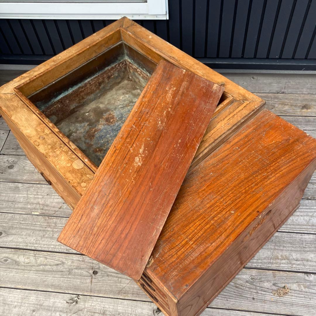 昭和レトロ 木製 長火鉢 5杯 引き出し収納付き 火鉢 囲炉裏 古家具 古道具