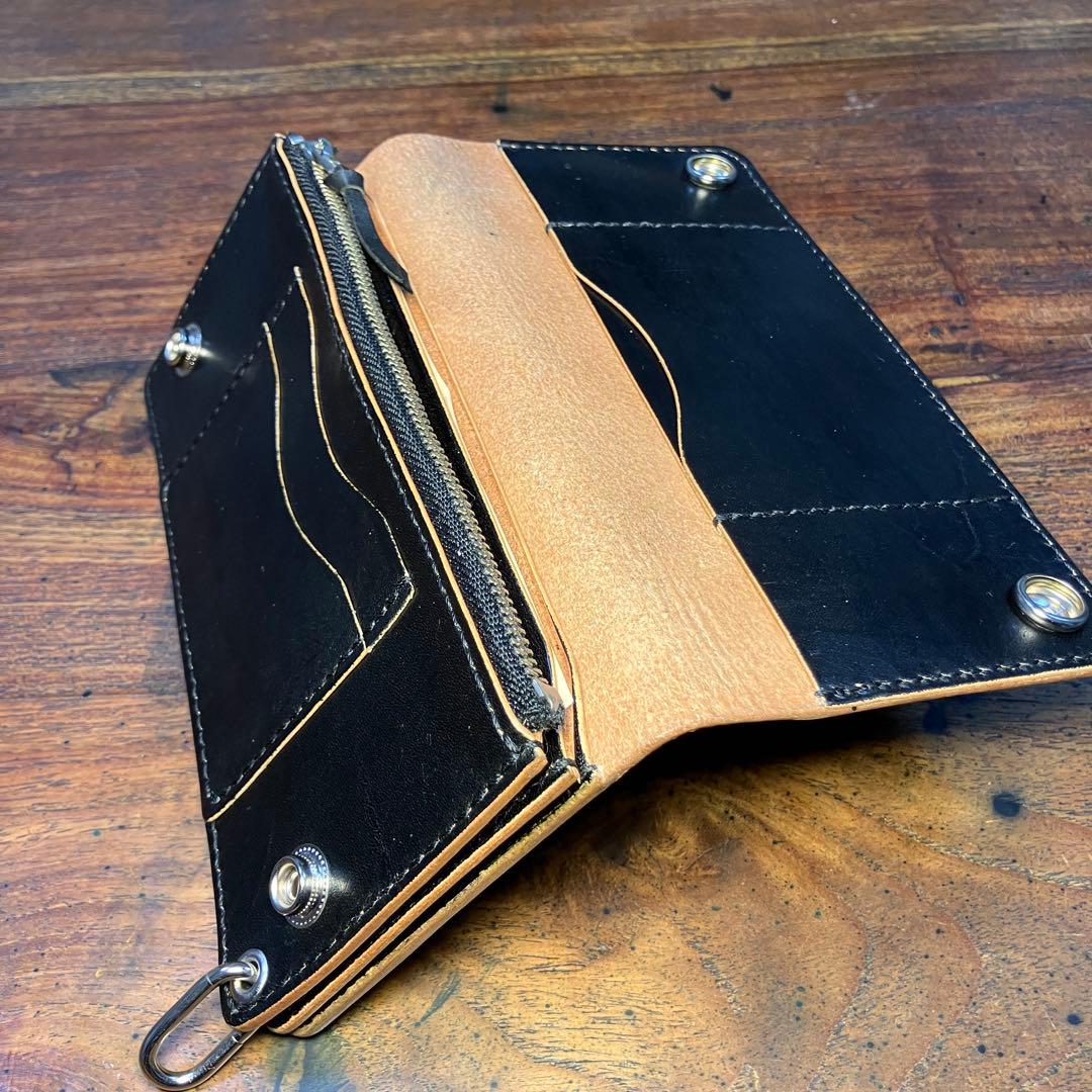 トラッカーウォレット　ブラック　国産本革　レザークラフト