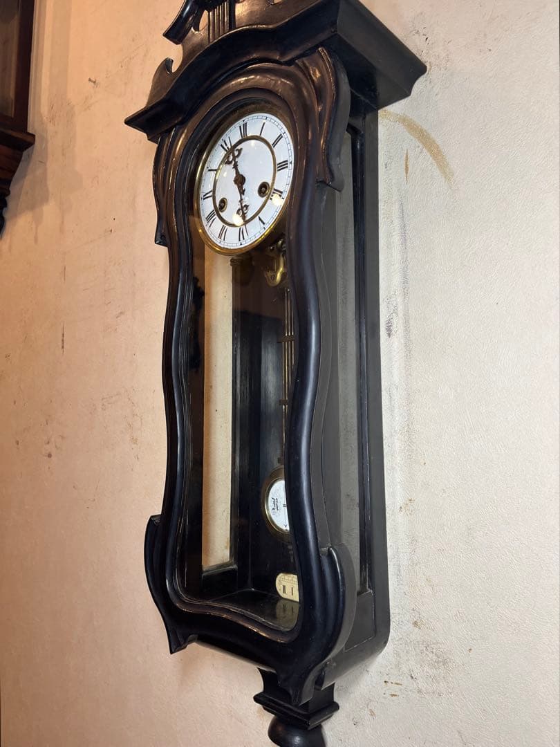 ユンハンス　バイオリン型　柱時計　古時計　振り子　ゼンマイ　レトロ　精工舎