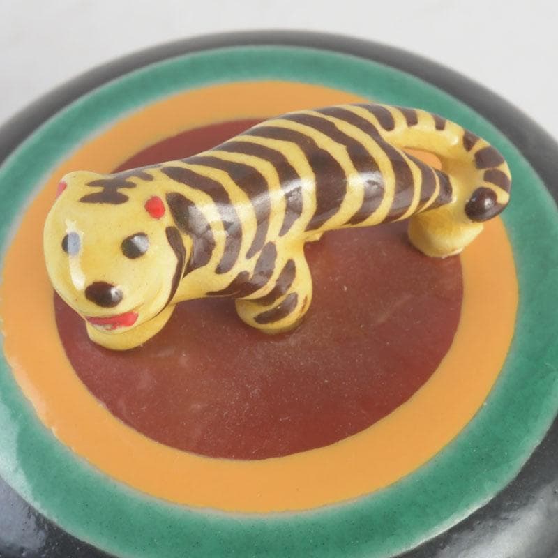 茶道具　萬古焼　加賀瑞山造　干支寅香合　共箱　V　9693