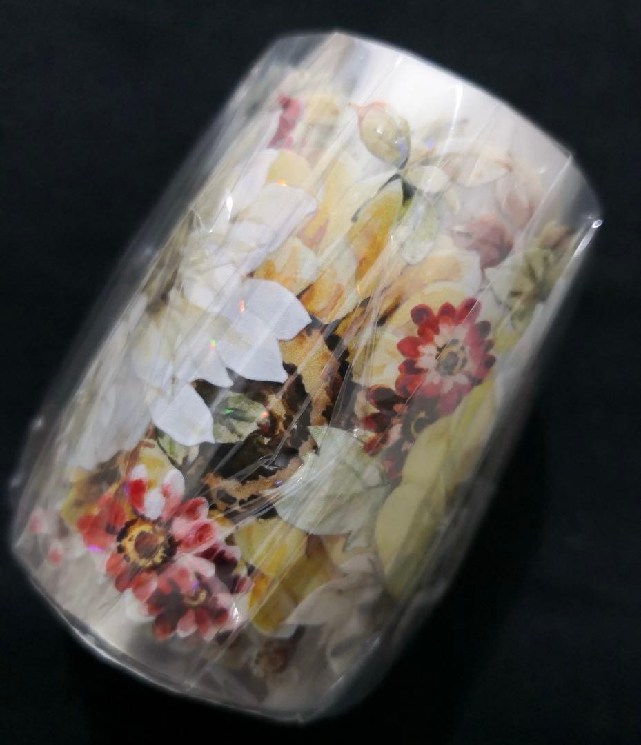 8224】海外 マステ 5m巻売り 貝殻光マスキングテープ 向日葵 お花