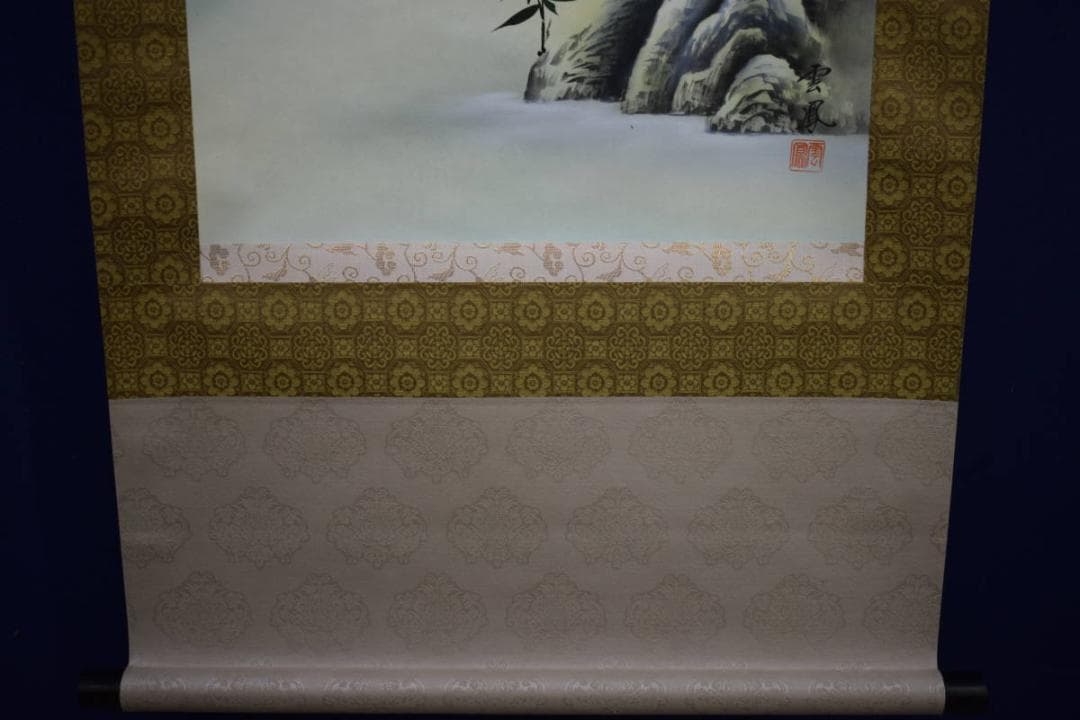 真作/雲鳳/雪中椿/雀図/布袋屋掛軸HJ-770