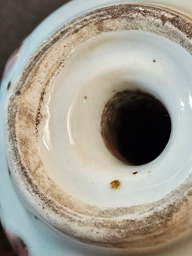 韓国古美術 韓国古陶磁器 李朝 青華辰砂 文字入 桃形 水滴