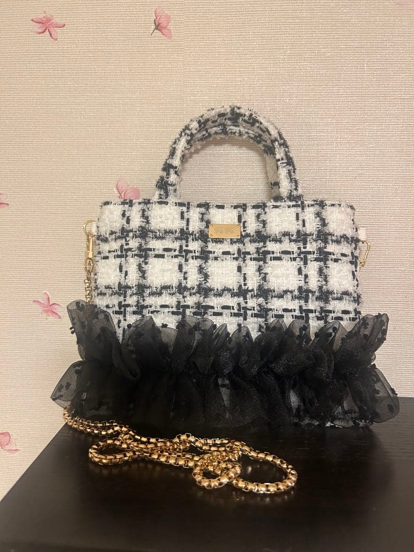 bonitafitafitaさまフリル付きツイードショルダーバッグ