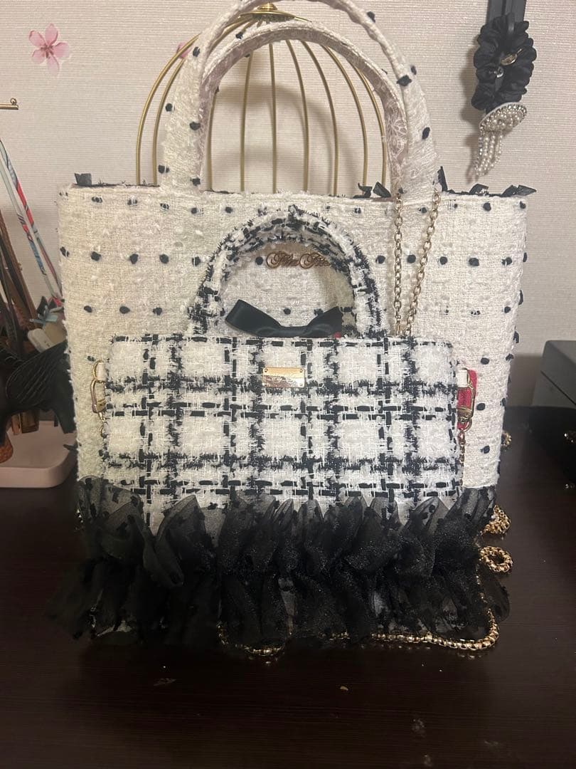 bonitafitafitaさまフリル付きツイードショルダーバッグ