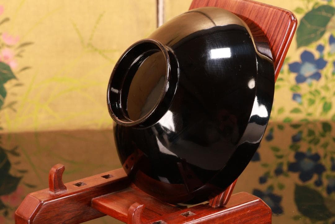 時代輪島塗　目出た図金蒔絵　吸物椀　五客　木製　霊芝　草花 BJ047