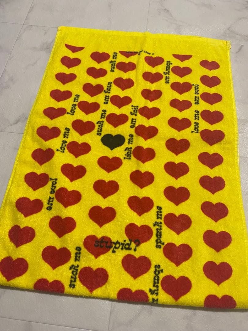 hideイエローハート柄ブラックハート柄タオルスポーツタオルフェイス