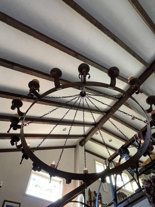 直径116cm アンティークのシャンデリアイギリス製特大サイズアイアン