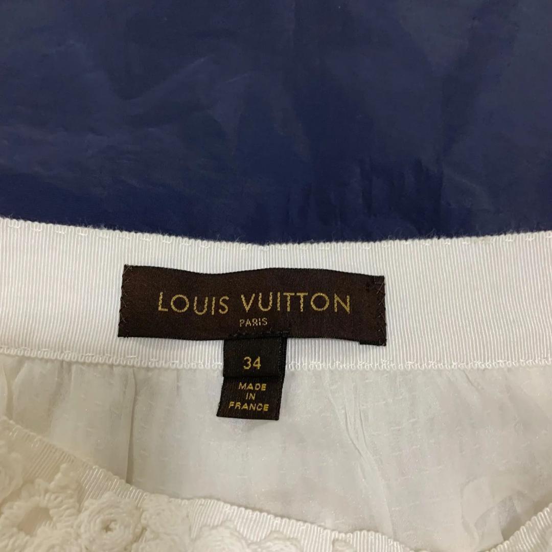 良品✨ルイヴィトン レース 刺繍 フレアスカート 白 ホワイト 34 S