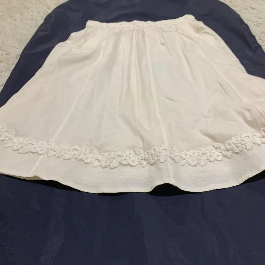 良品✨ルイヴィトン レース 刺繍 フレアスカート 白 ホワイト 34 S