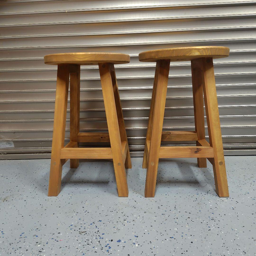 木製 丸イス スツール ハンドメイド 座面高44cm 2脚 - メルカリ