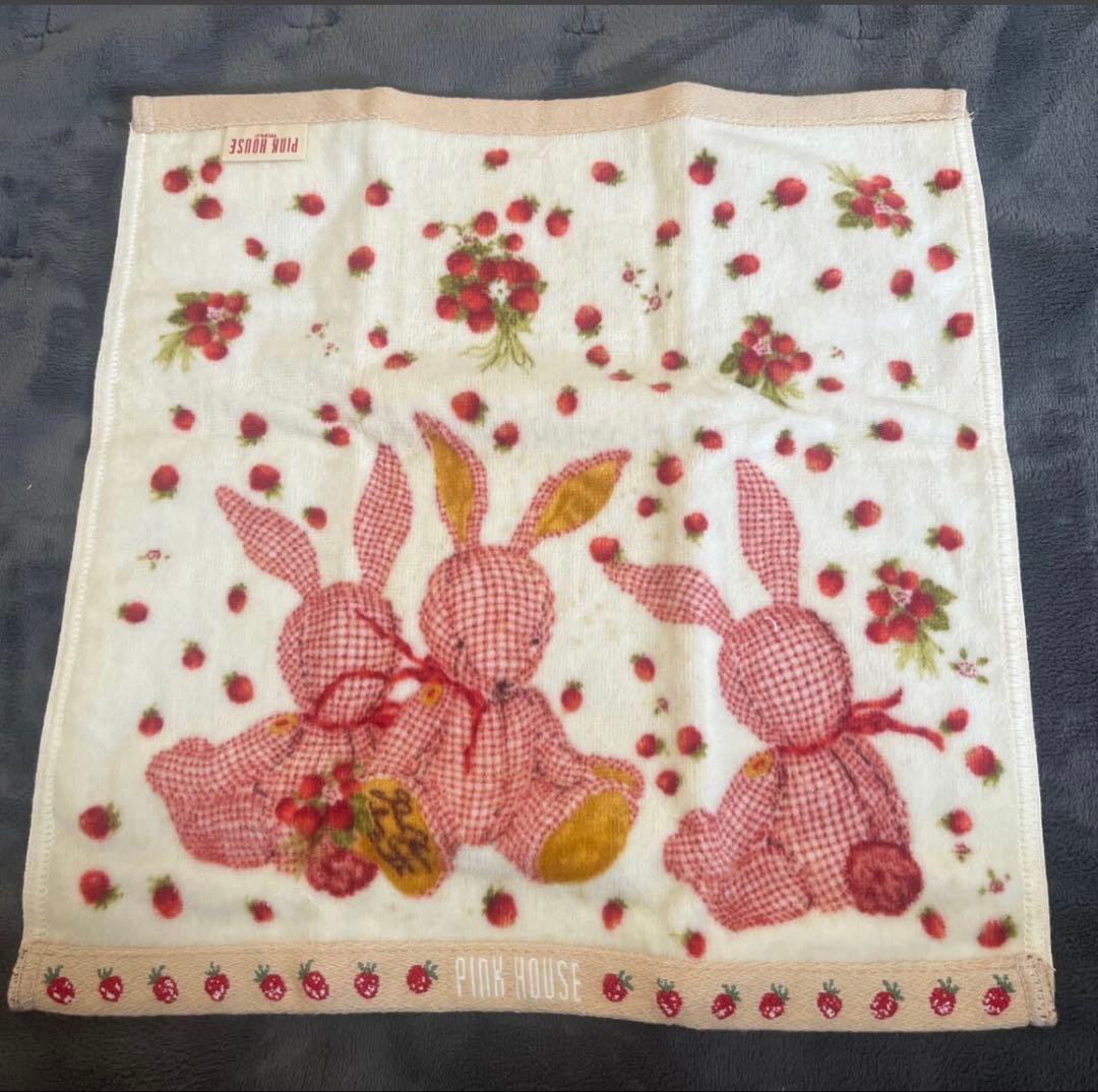 ピンクハウス☆PINK HOUSE ハンドタオル ギンガムうさぎ☆ピンク