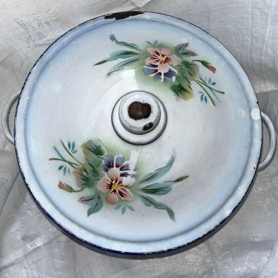 フランスアンティーク JAPY スミレとスズランホーロースーピエール