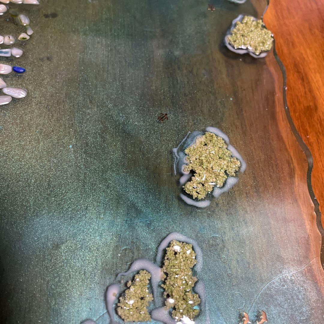 Aloha装飾プレート 青緑色 Hawaii レジン