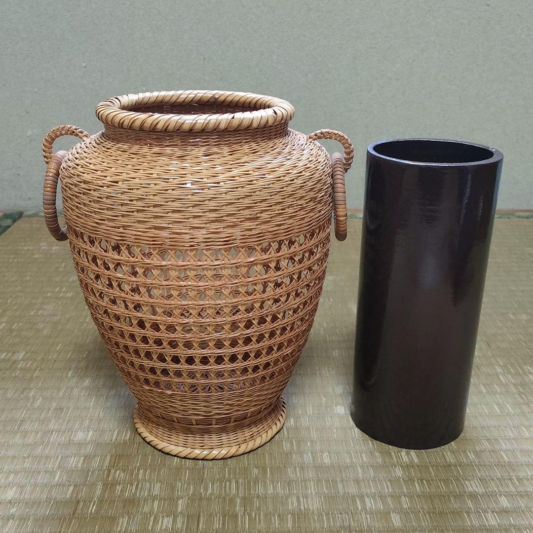竹花籠 レトロ 竹細工 竹籠 花籠 茶道具 耳付き 生花 竹清 竹清
