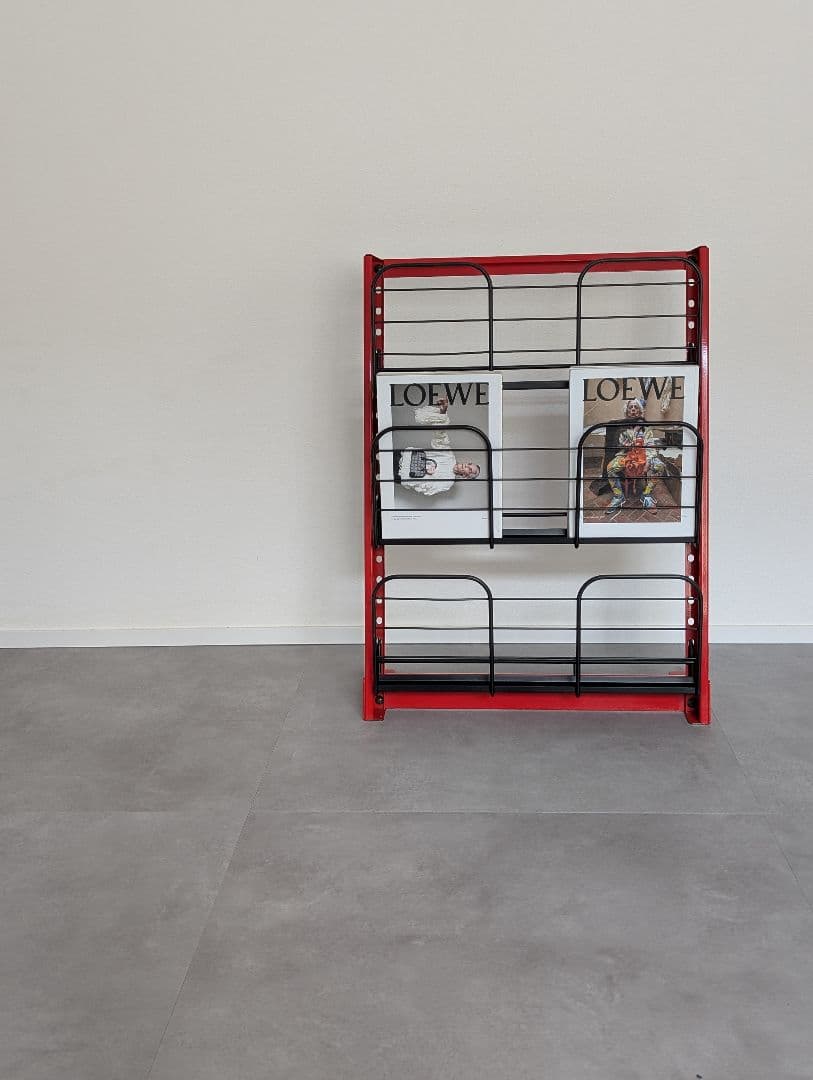 USED/スチール マガジンラック 黒×赤 モダン ミニマルデザイン