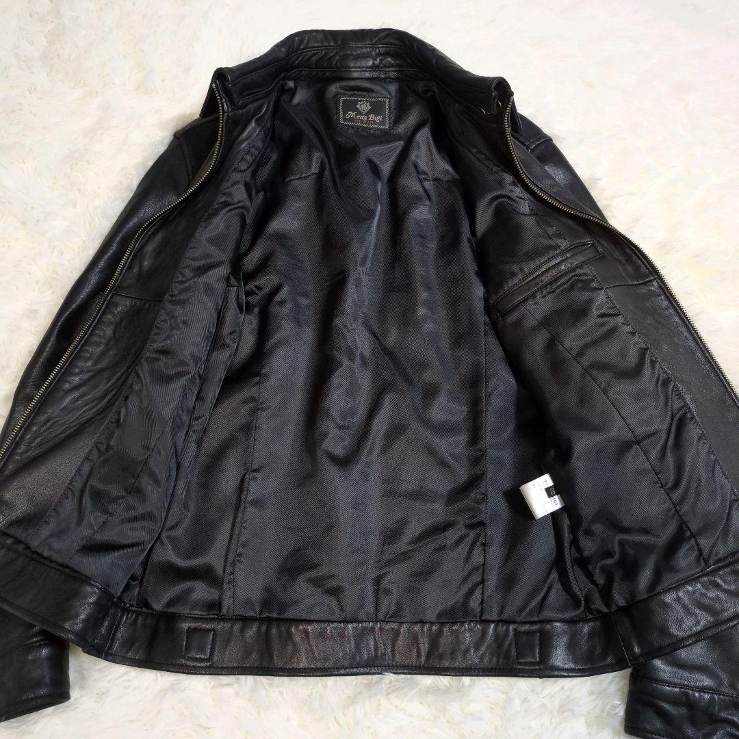 メンズビギ 羊革 ラムレザー シングル ジャケット 2way ブラック 黒