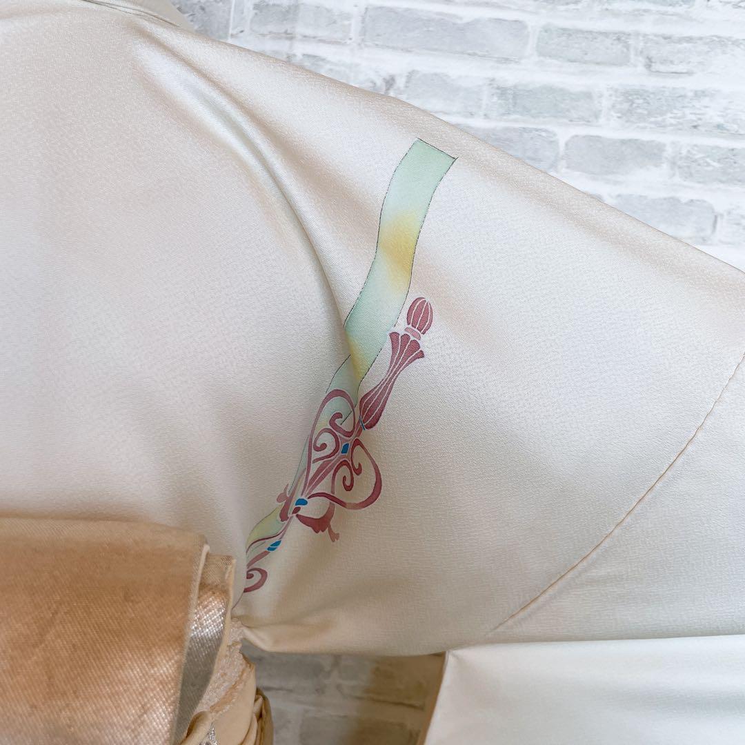 訪問着 フルセット 西洋柄 オフホワイト 金彩加工 着物 Q5