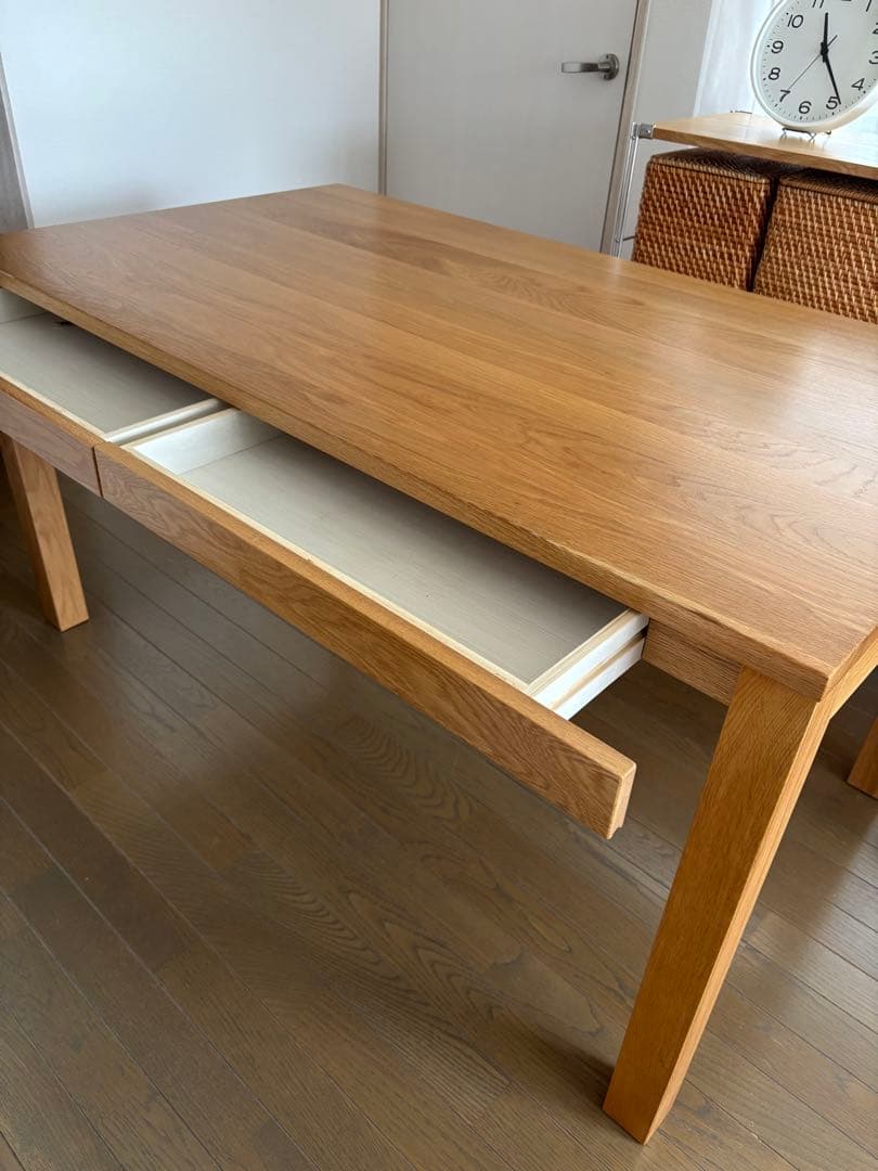 無印良品 無垢材テーブル（オーク材/引き出し付）