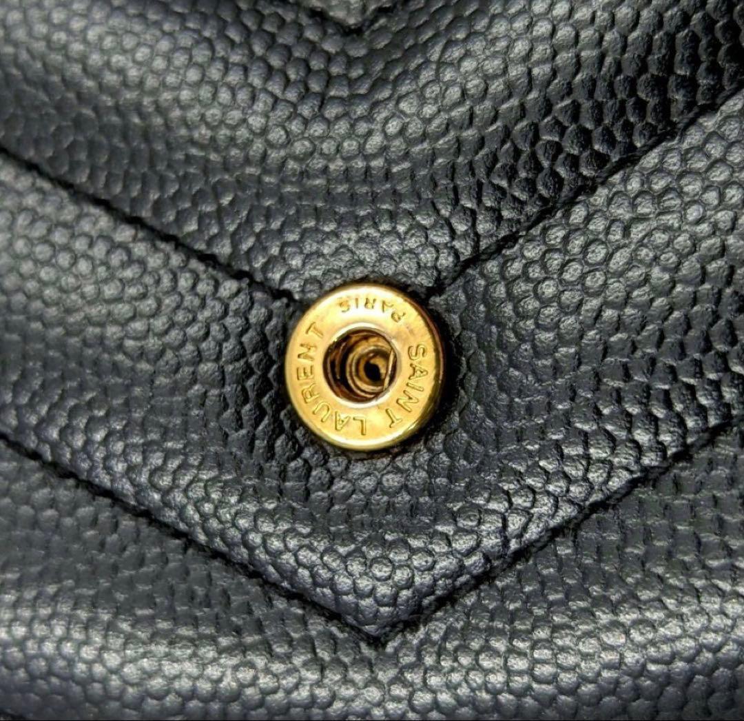 Saint Laurent サンローラン 三つ折り財布 キャビアスキン 匿名配送