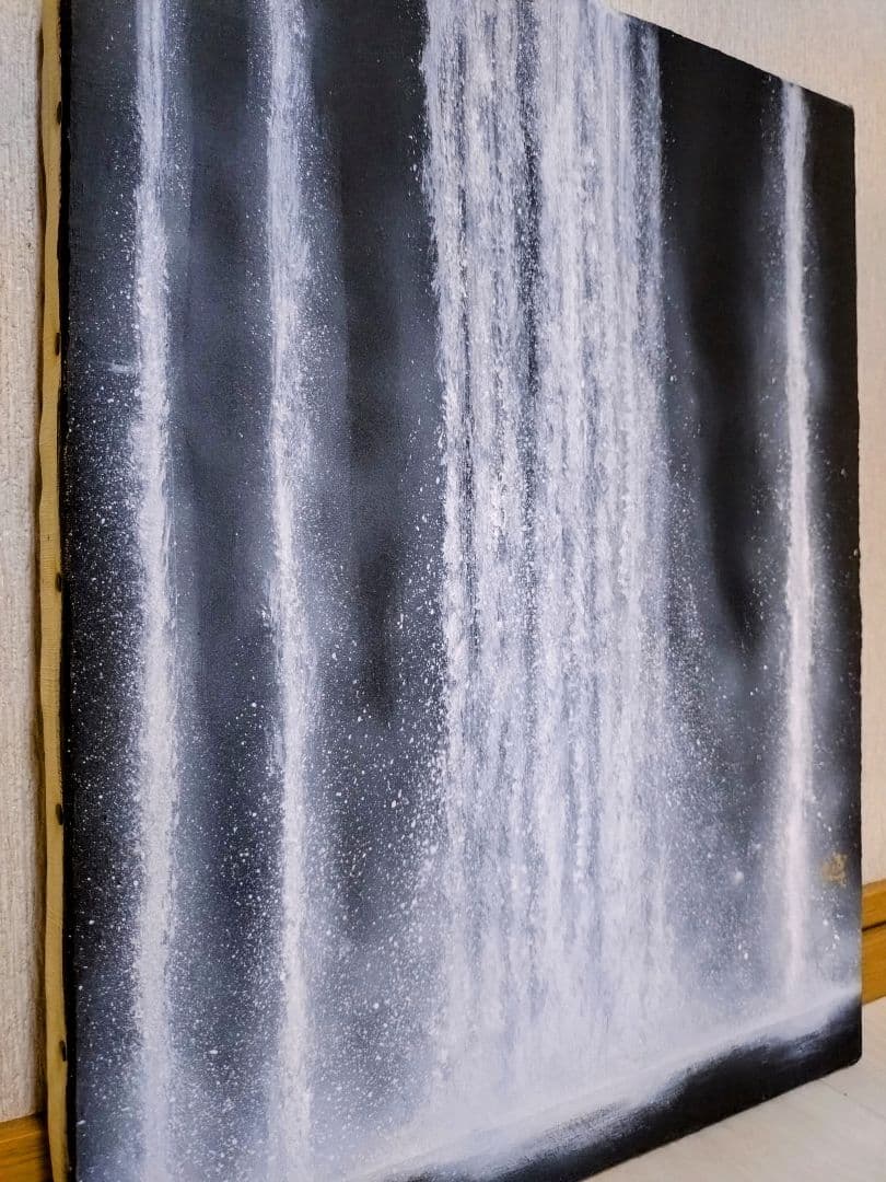 F6号】千住博【ウォーターフォール】肉筆/サイン・共シール有/岩彩