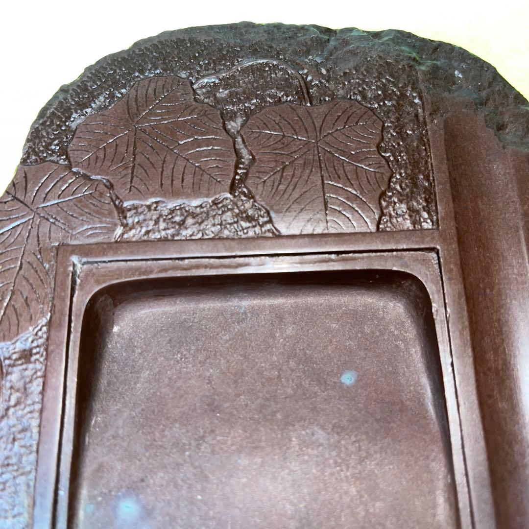 ⭕️赤間硯 古硯 赤間関 デカイ 7寸大 共蓋付き 墨持ち