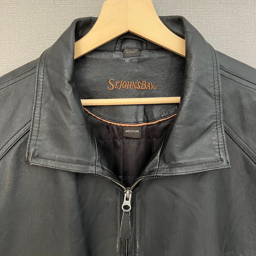90s ST.JOHNS BAY レザージャケット M ブラック 90s ST.JOHNS BAY レザージャケット M ブラック