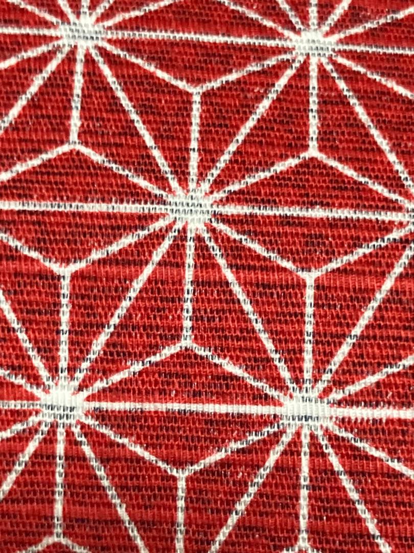 浴衣　反物　両面染め　青海波　麻の葉　紺×赤