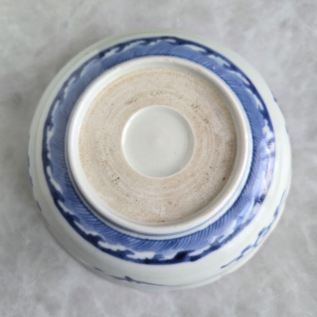 古伊万里 花唐草 深皿 江戸時代 染付 金彩 赤絵 金直し 金継ぎ