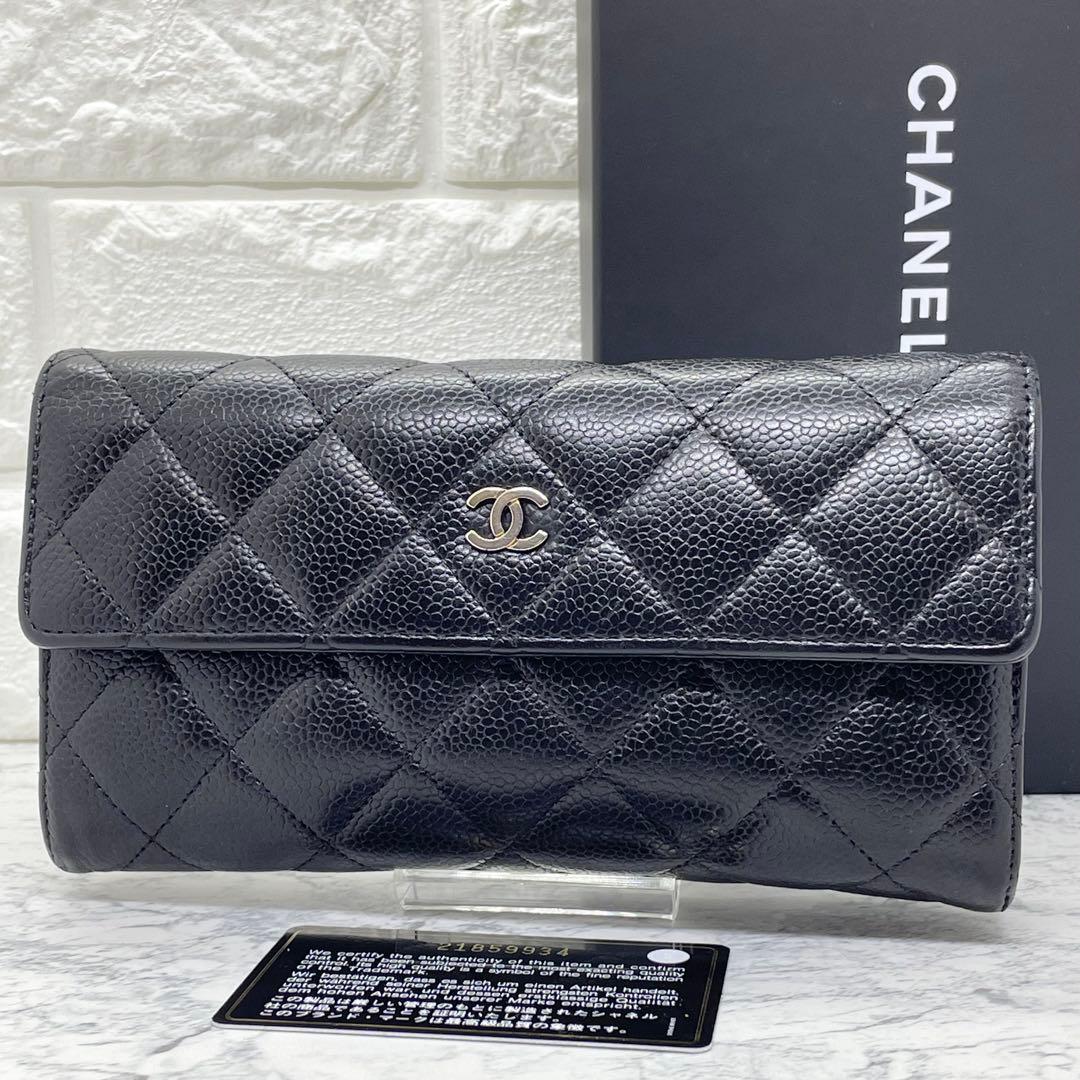 シャネル キャビアスキン フラップ 長財布