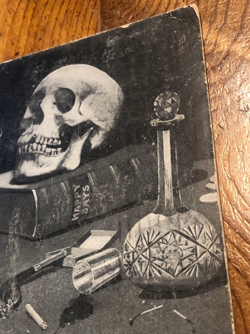 アンティーク　スカル　髑髏　骸骨　オンブックスカル　ビンテージ　ポストカード