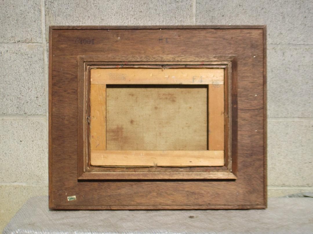 昭和ビンテージ　稲川庫太郎 作　都會　F4　油彩　高崎 珍竹林画廊