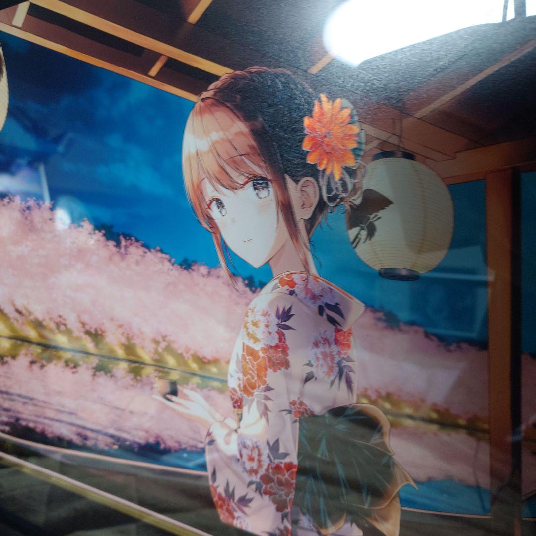 hiten先生 桜色舟遊 漆 版画 直筆サイン入り