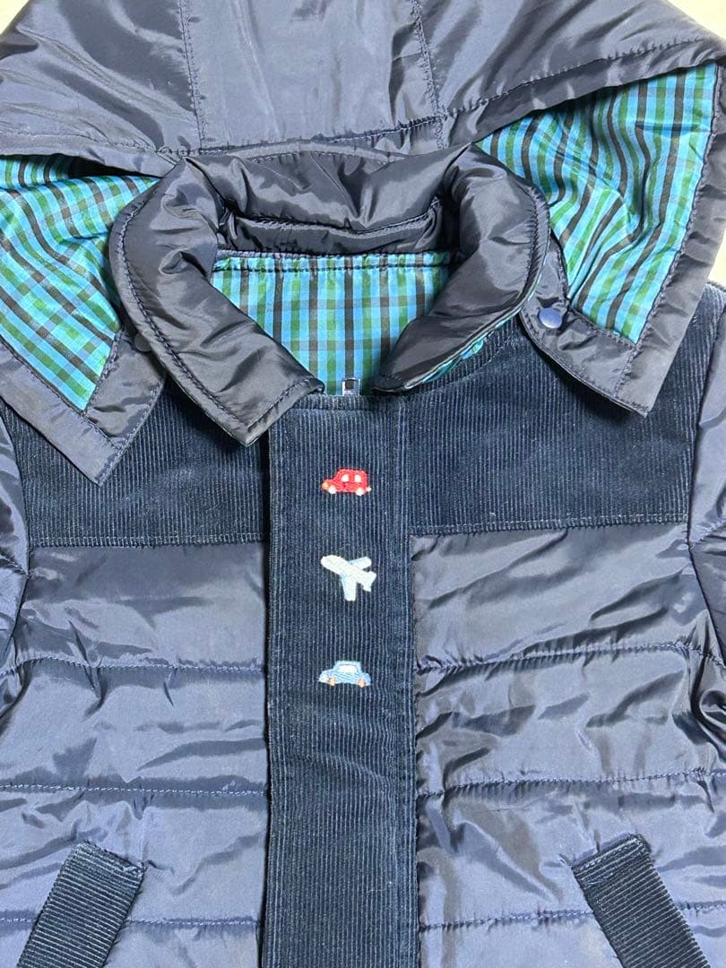 familiar ネイビー 中綿コート　90㎝　取り外しベスト付き　アウター