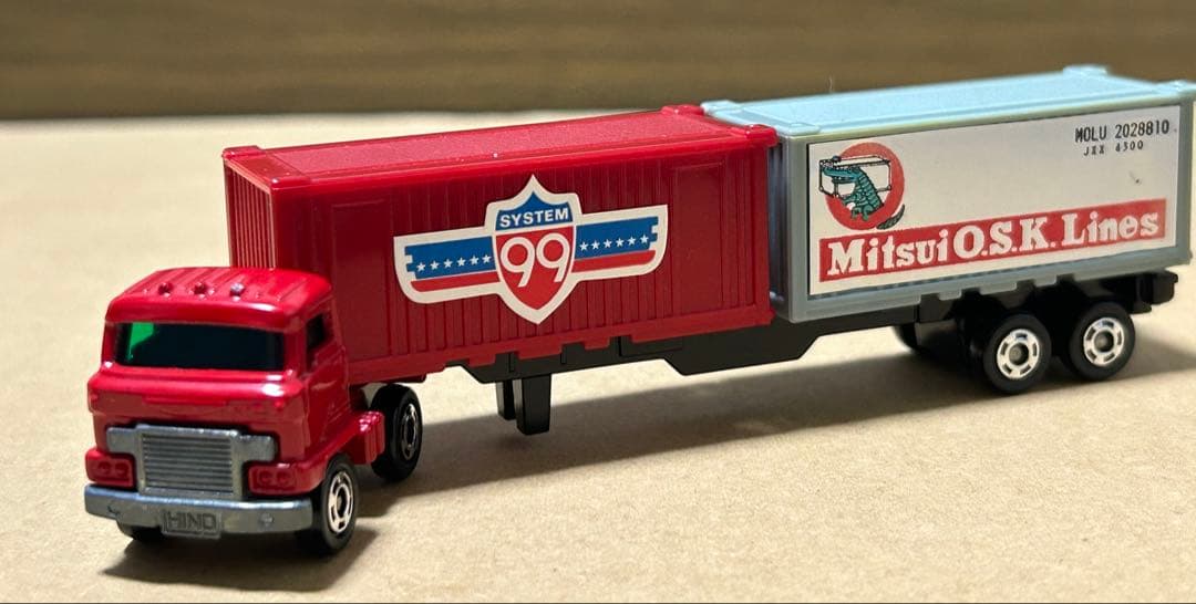 日本製 ロングトミカ 日野 セミトレーラー 海上コンテナ運搬車