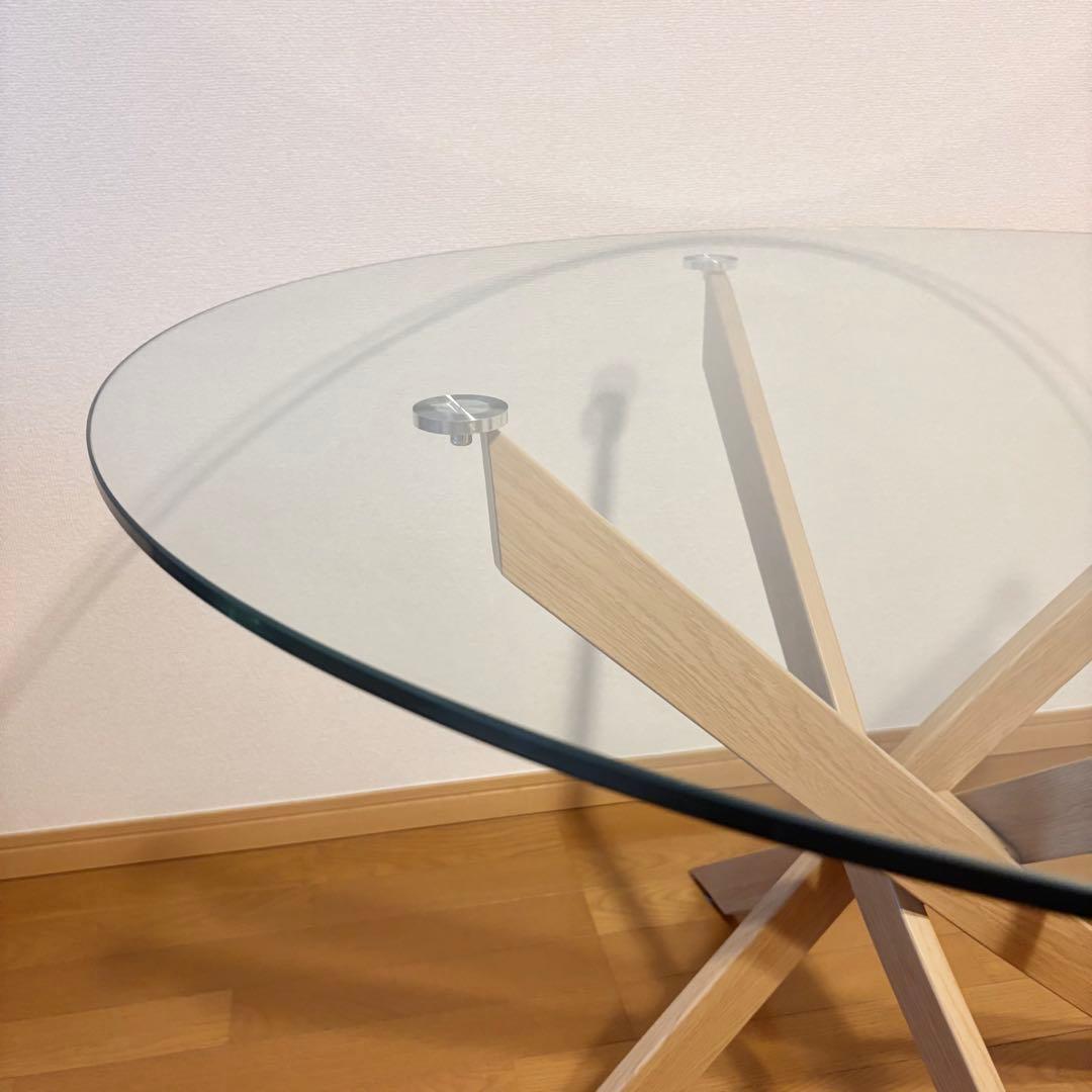 円形ガラス天板　ダイニングテーブル