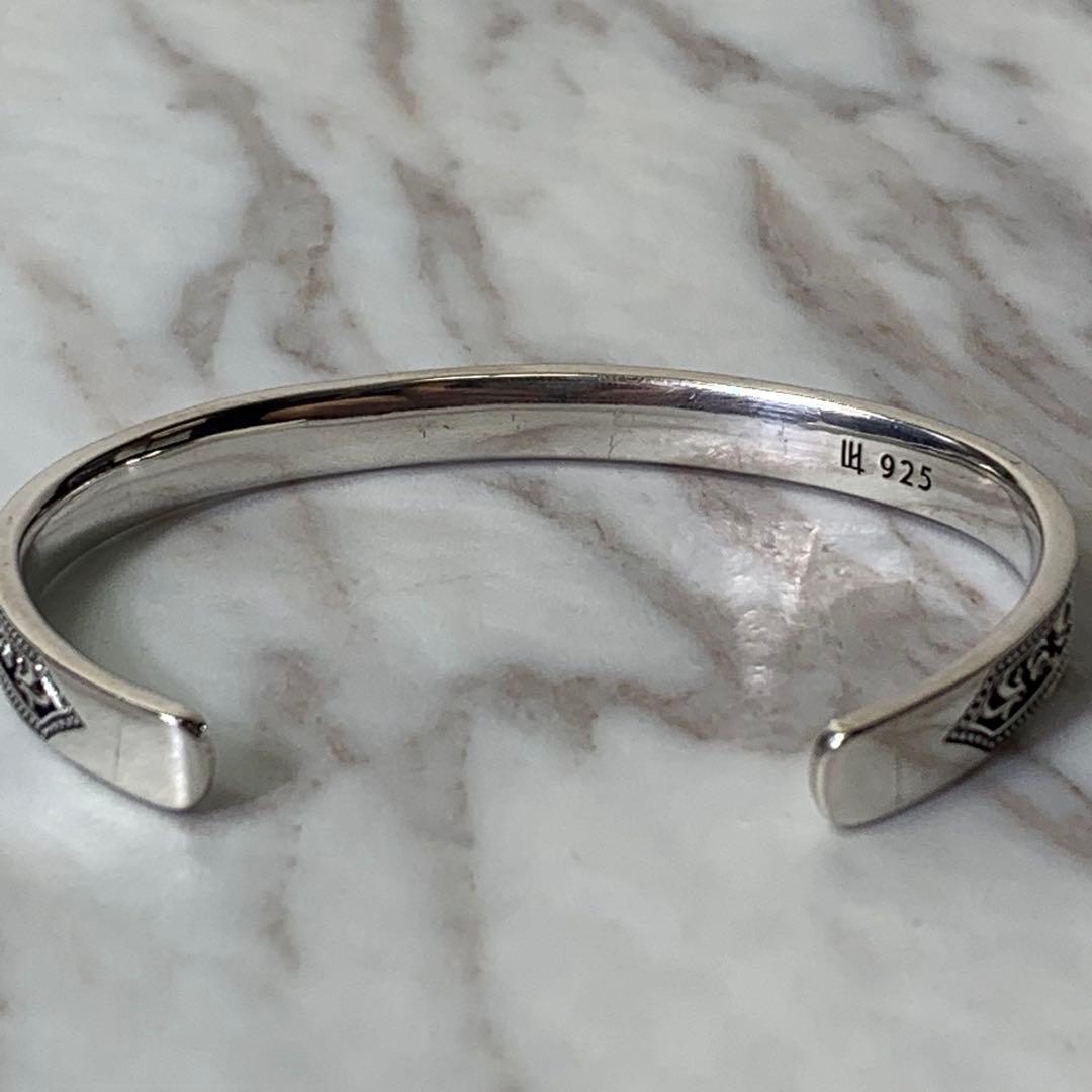 極美品 ライオンハート タテガミハウルバングル シルバー925 刻印 唐草