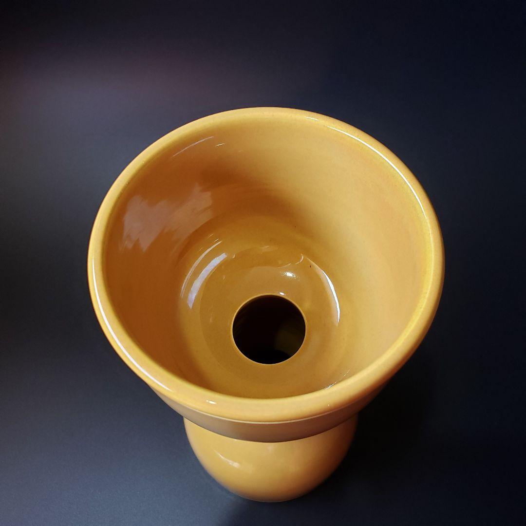 茶道具 古代黄交趾 七宝紋 立鼓形 花入 中村翠嵐 共箱 陶芸 出物 人気