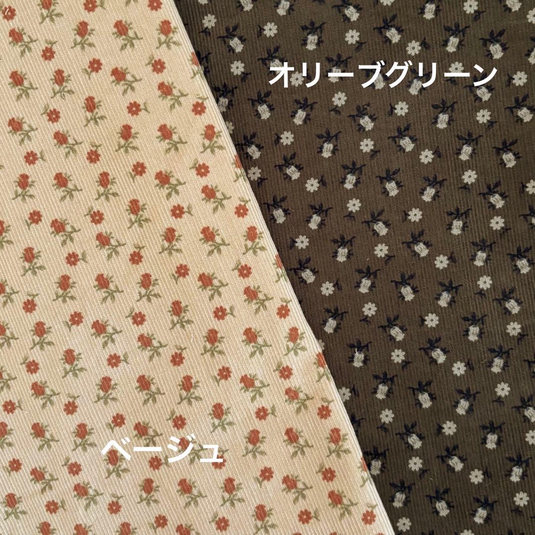 ハンドメイド犬服 花柄コーデュロイの切替えワンピ フリル袖☆お袖変更可能