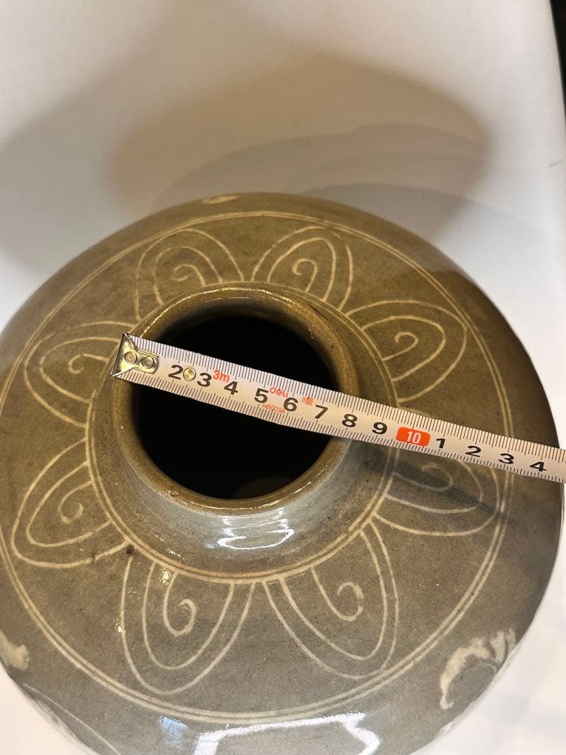 李朝 象嵌青磁 唐草文 大花瓶 古陶 古美術 骨董品 コレクション