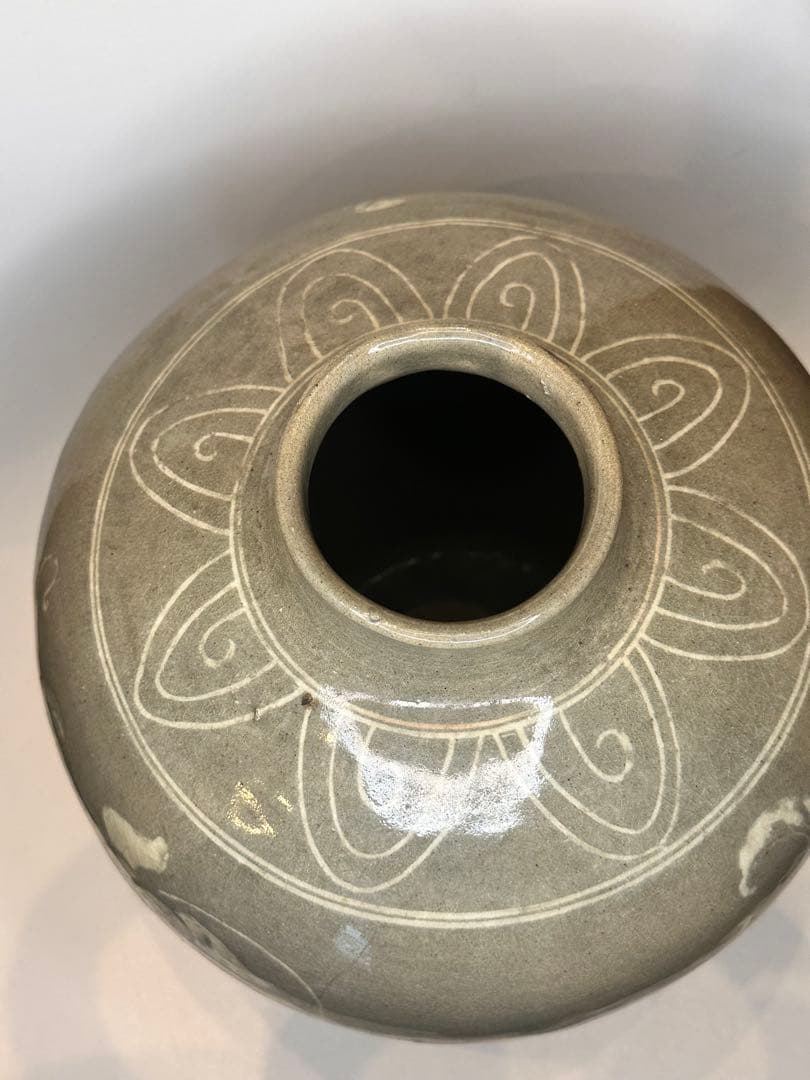 李朝 象嵌青磁 唐草文 大花瓶 古陶 古美術 骨董品 コレクション