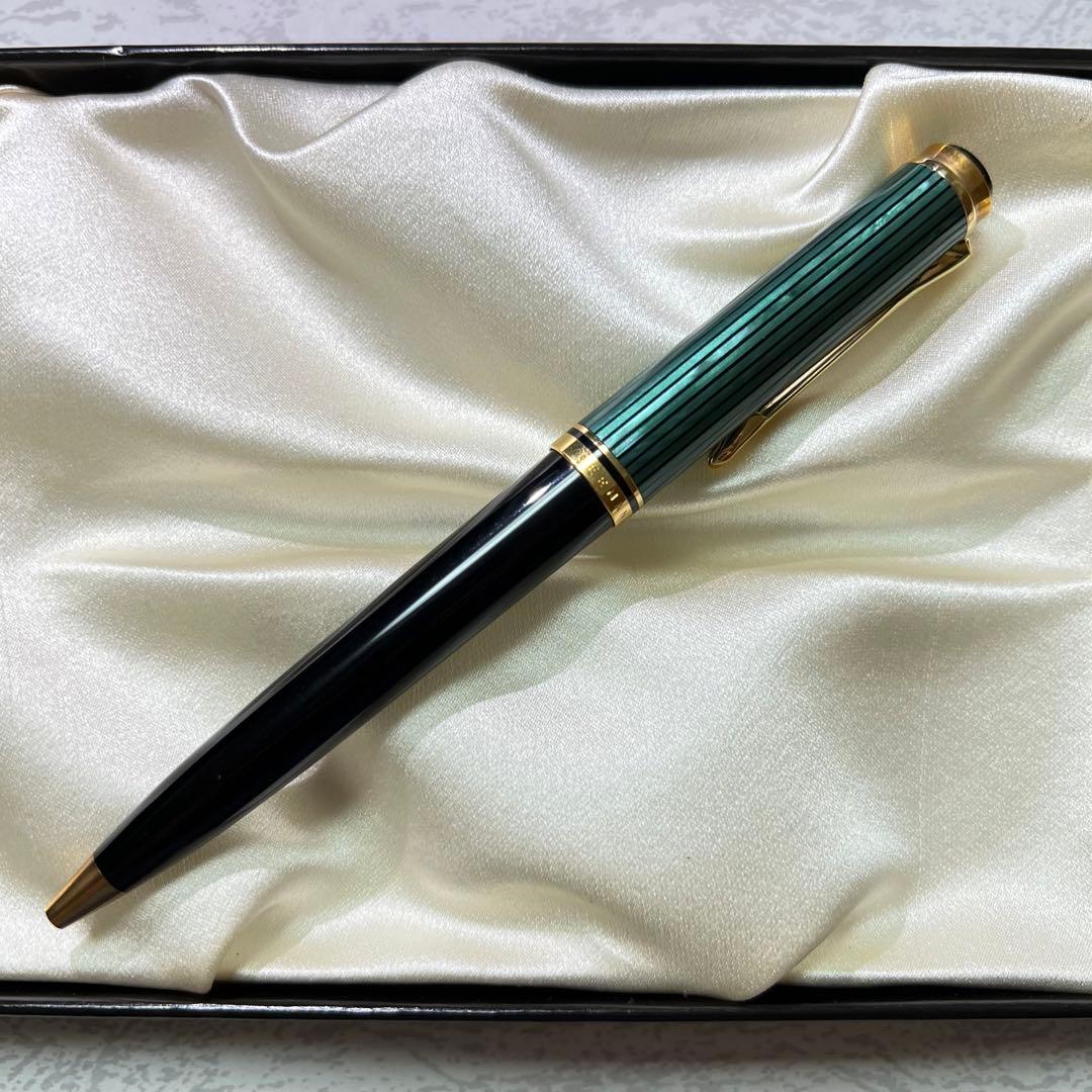 天冠金ロゴ】ペリカン スーべレーン K800 ボールペン 緑縞 【天冠金ロゴ】