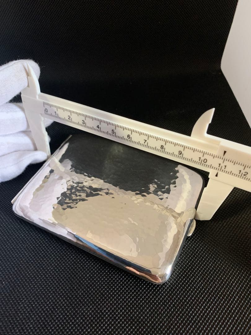 Silver950刻印 Cigarette Case 金槌目 日本製 110g