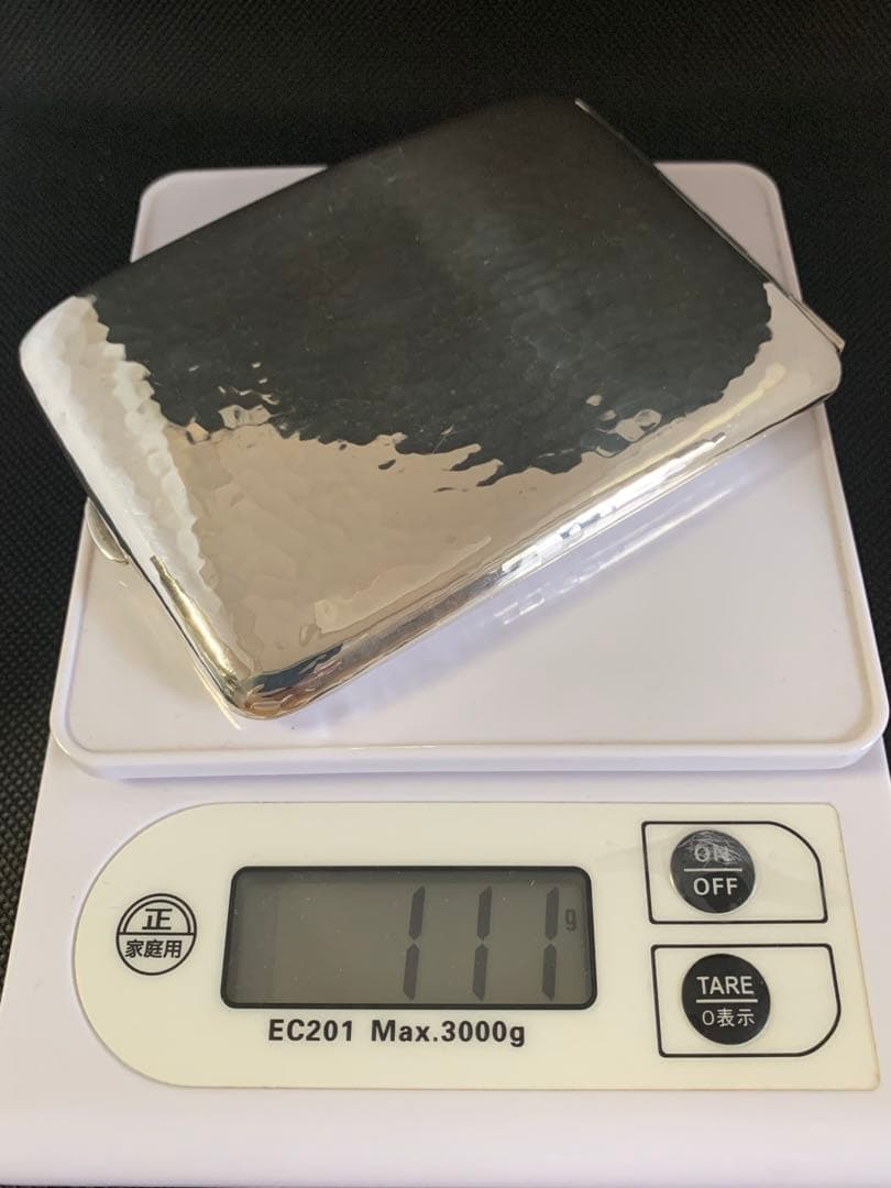 Silver950刻印 Cigarette Case 金槌目 日本製 110g